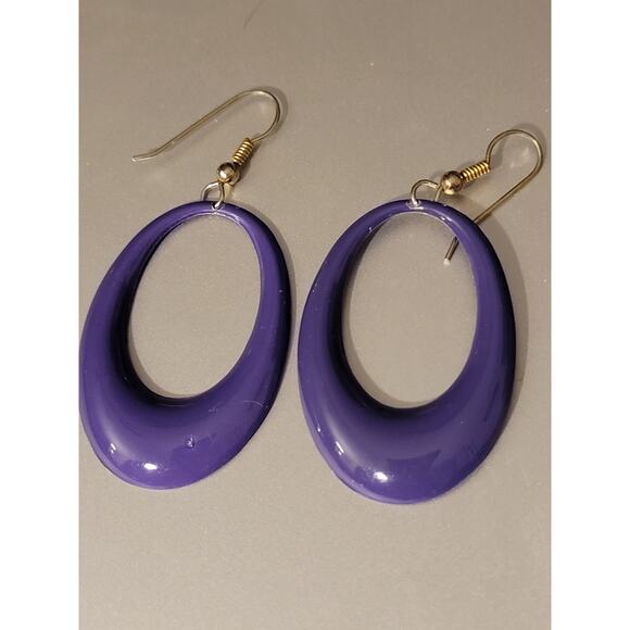 Purple Dangling stainless steel Drop Earrings - Picture 4 of 4